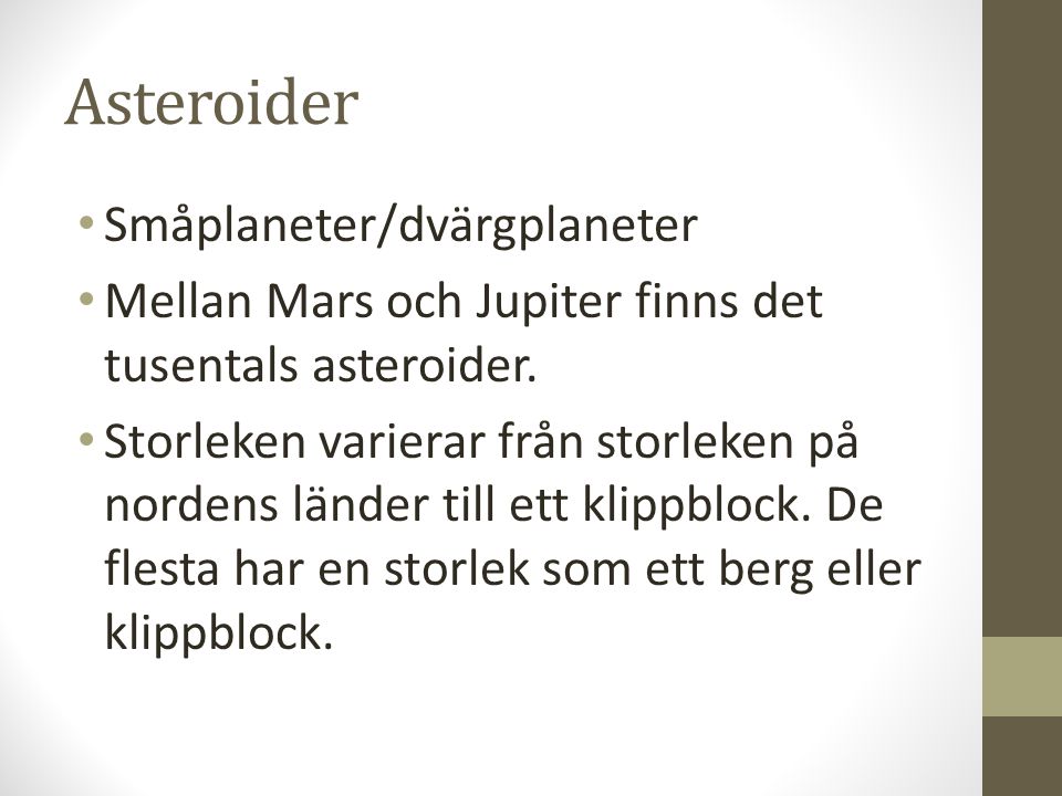 Asteroider Småplaneter/dvärgplaneter