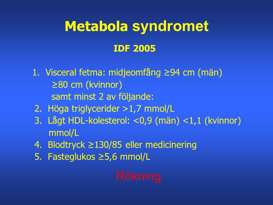 Metabola syndromet Rökning IDF 2005