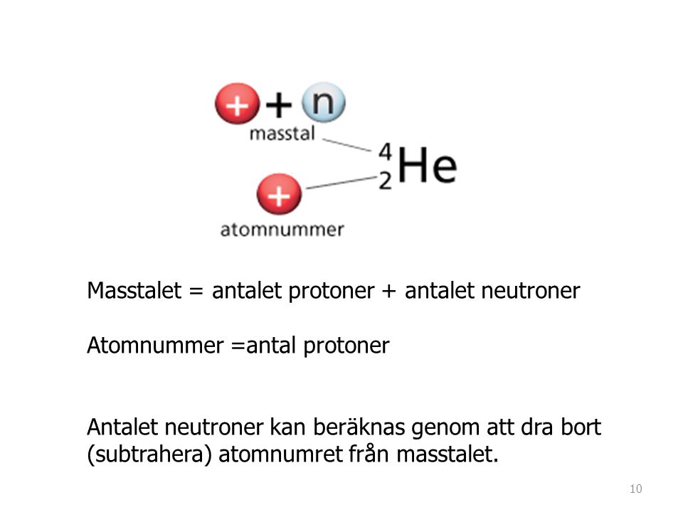 Masstalet = antalet protoner + antalet neutroner