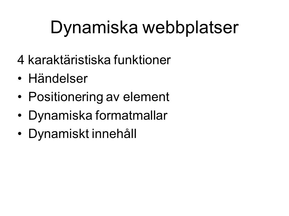 Dynamiska webbplatser
