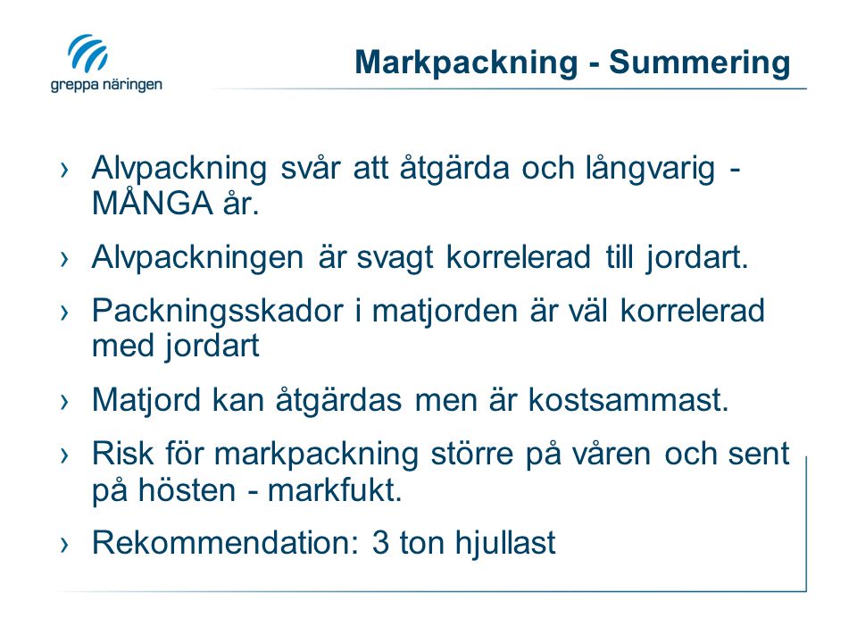 Markpackning - Summering