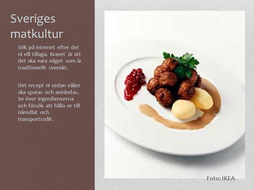 Sveriges matkultur Foto: IKEA