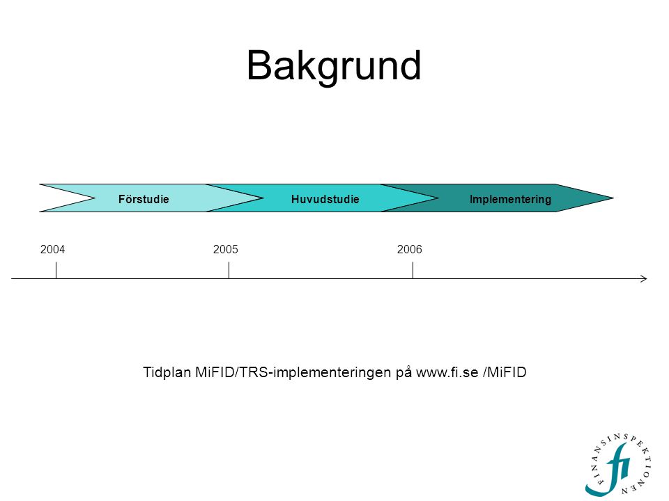 Tidplan MiFID/TRS-implementeringen på   /MiFID