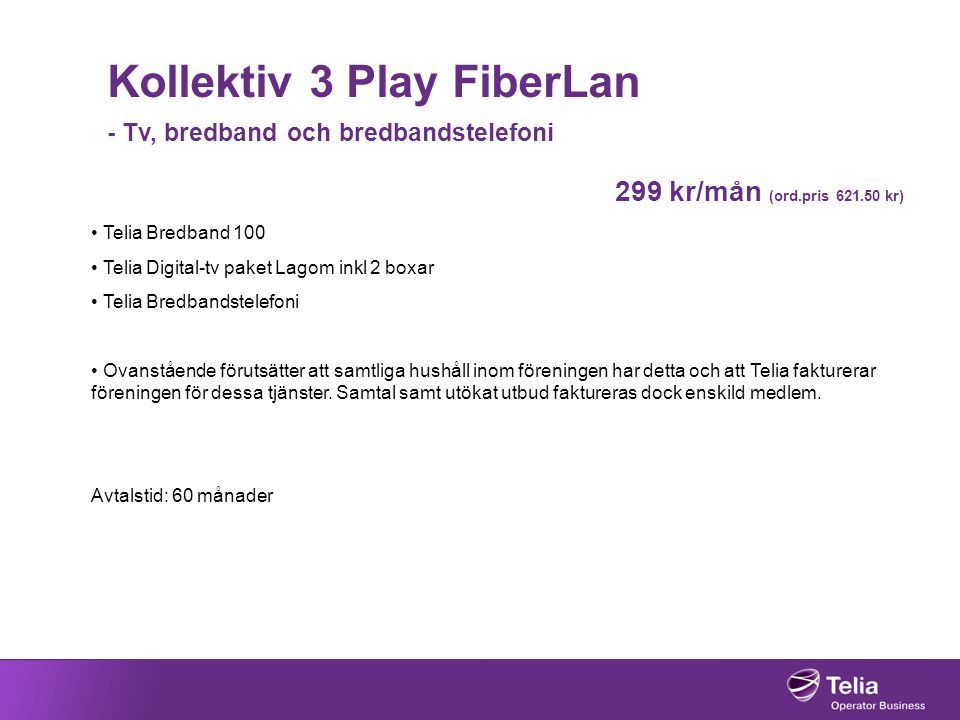 Kollektiv 3 Play FiberLan. - Tv, bredband och bredbandstelefoni