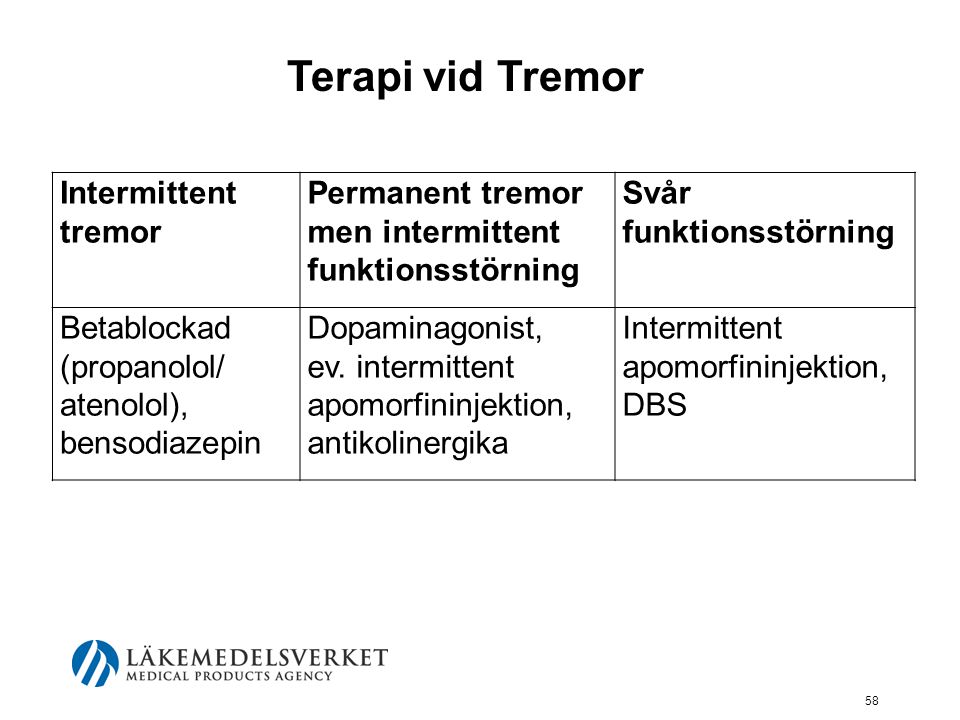 Terapi vid Tremor Intermittent tremor
