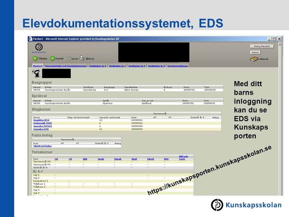 Elevdokumentationssystemet, EDS