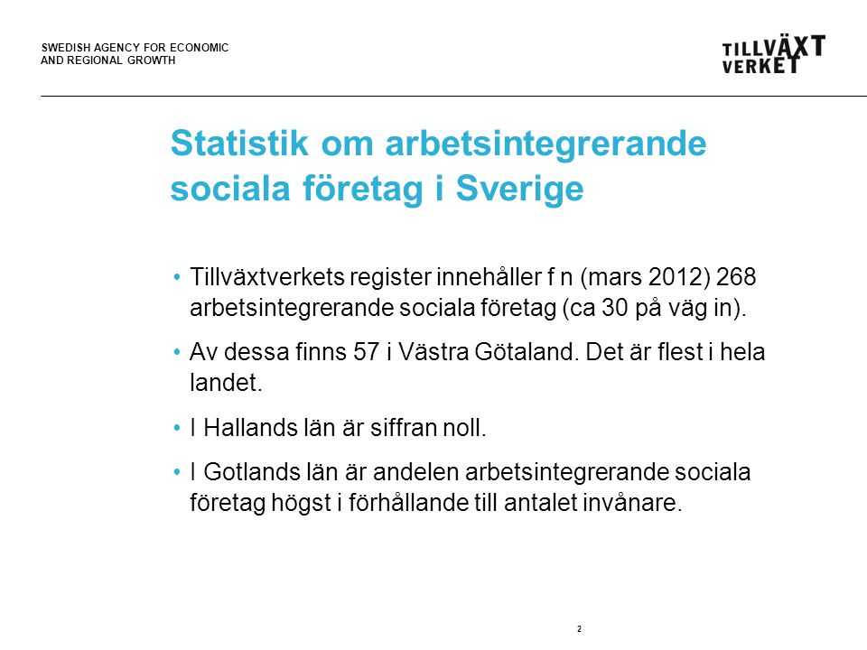 Statistik om arbetsintegrerande sociala företag i Sverige