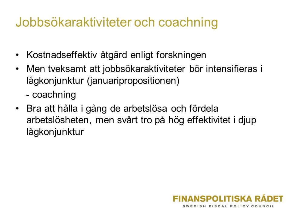 Jobbsökaraktiviteter och coachning