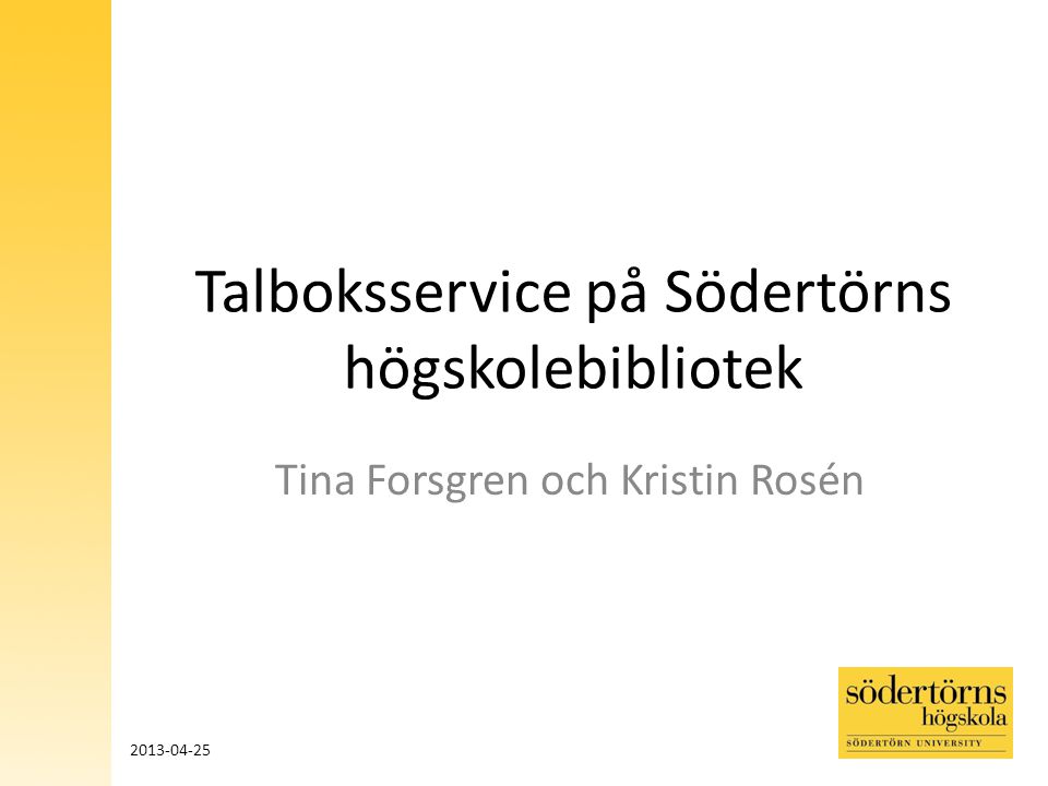 Talboksservice på Södertörns högskolebibliotek