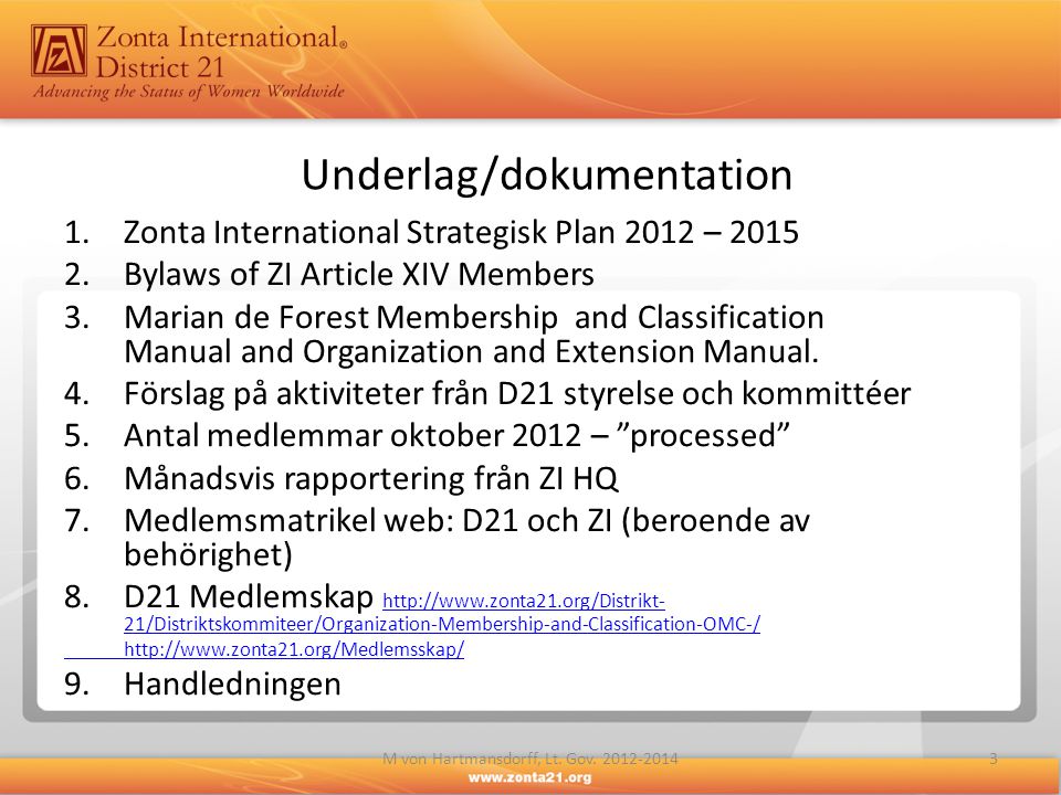 Underlag/dokumentation