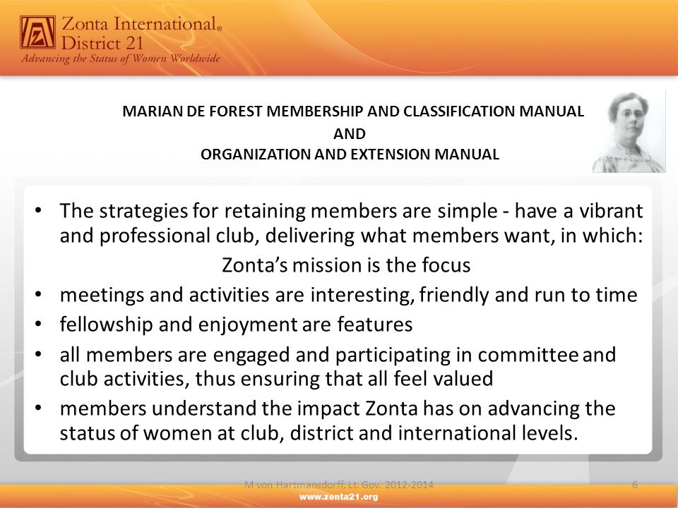 MARIAN DE FOREST MEMBERSHIP AND CLASSIFICATION MANUAL AND ORGANIZATION AND EXTENSION MANUAL