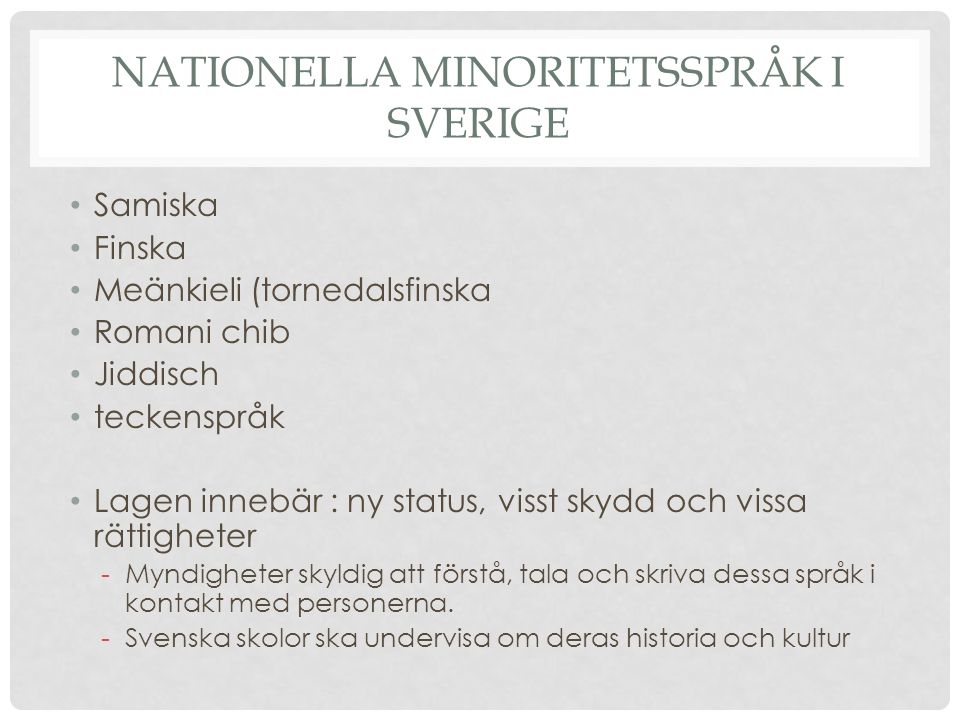 Nationella Minoritetsspråk i Sverige