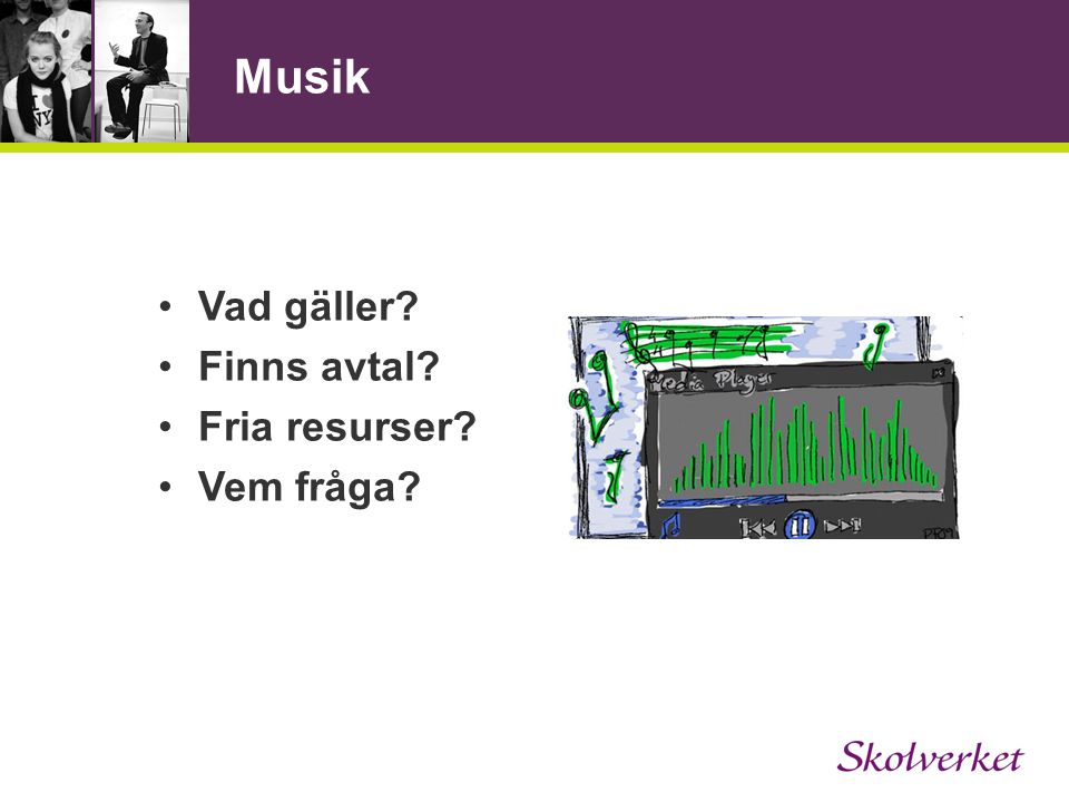 Musik Vad gäller Finns avtal Fria resurser Vem fråga
