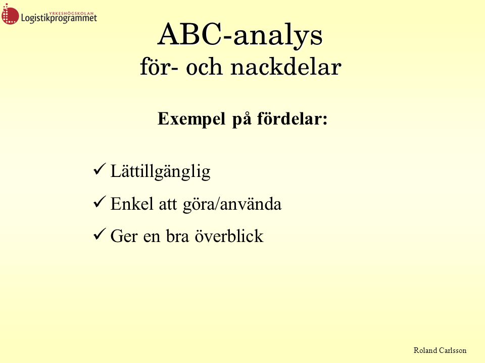 ABC-analys för- och nackdelar