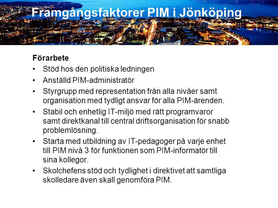 Framgångsfaktorer PIM i Jönköping