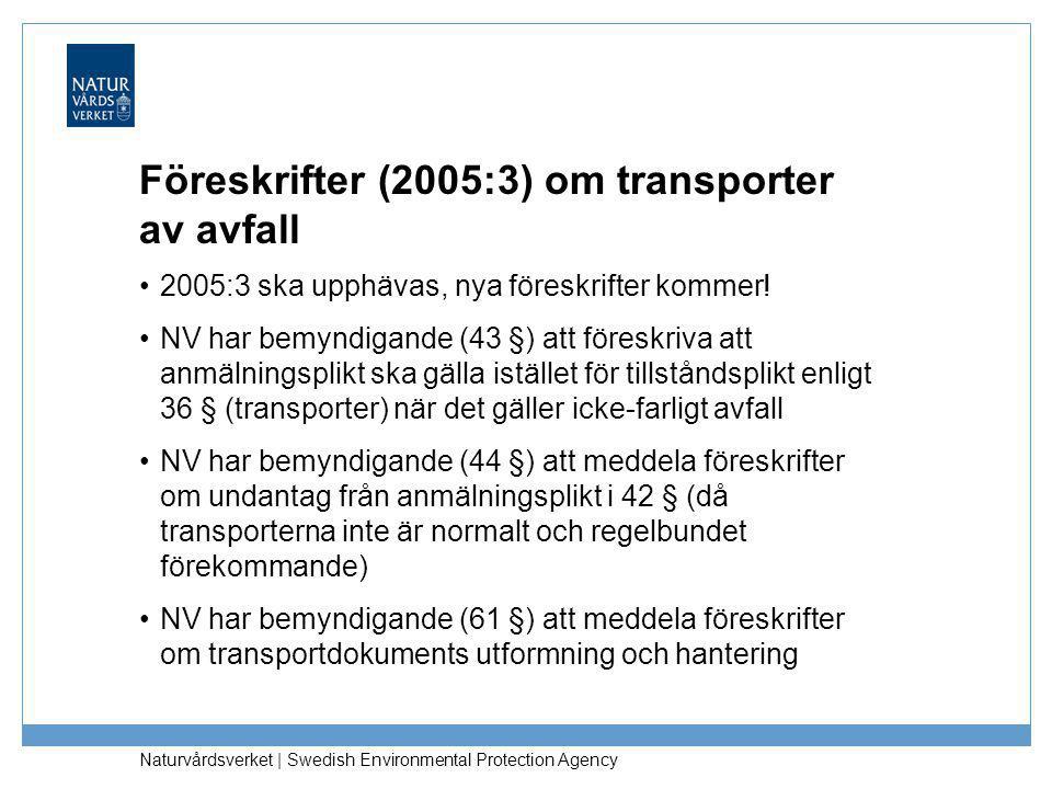 Föreskrifter (2005:3) om transporter av avfall