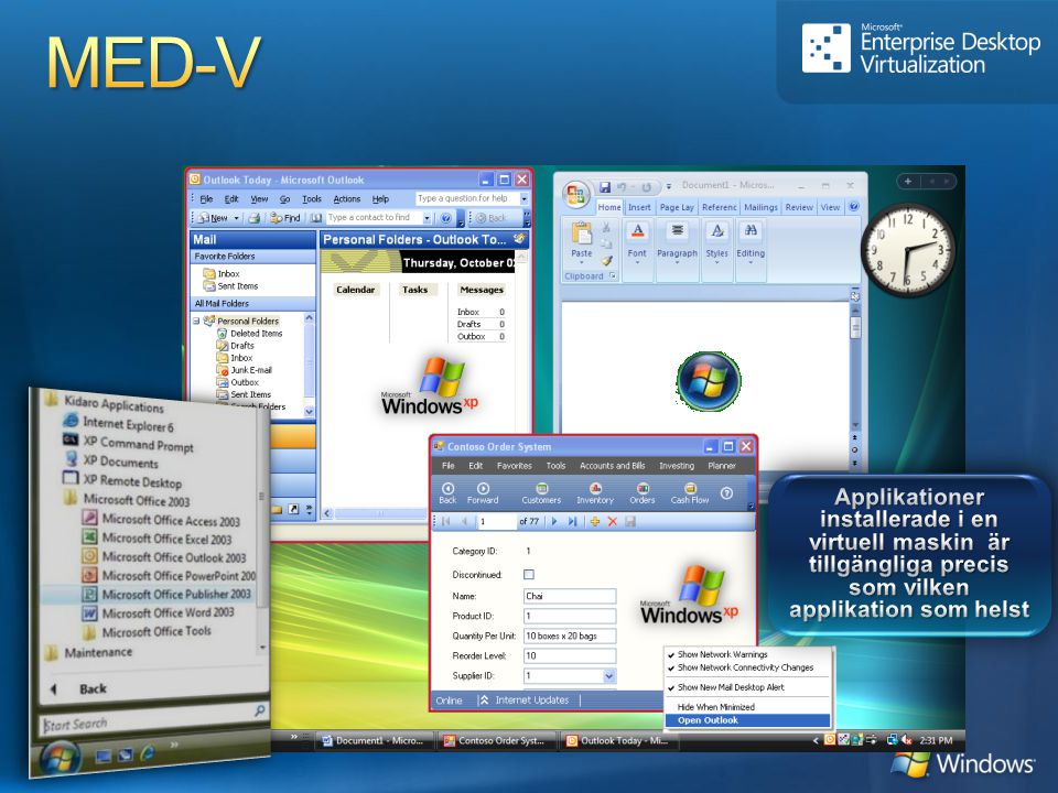 MED-V Applikationer installerade i en virtuell maskin är tillgängliga precis som vilken applikation som helst.