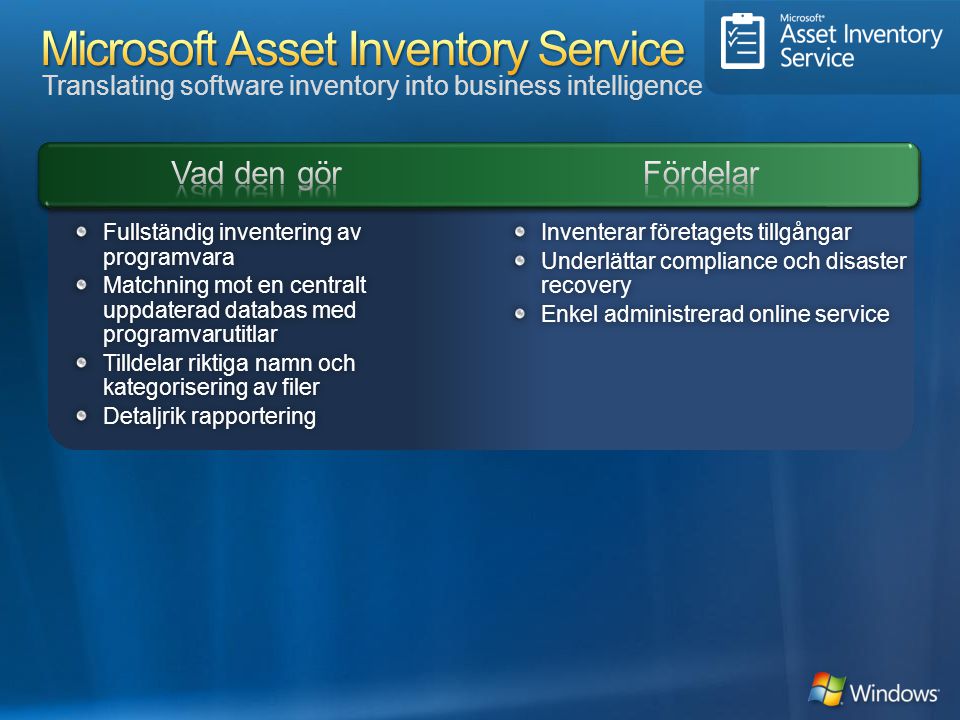 Microsoft Asset Inventory Service