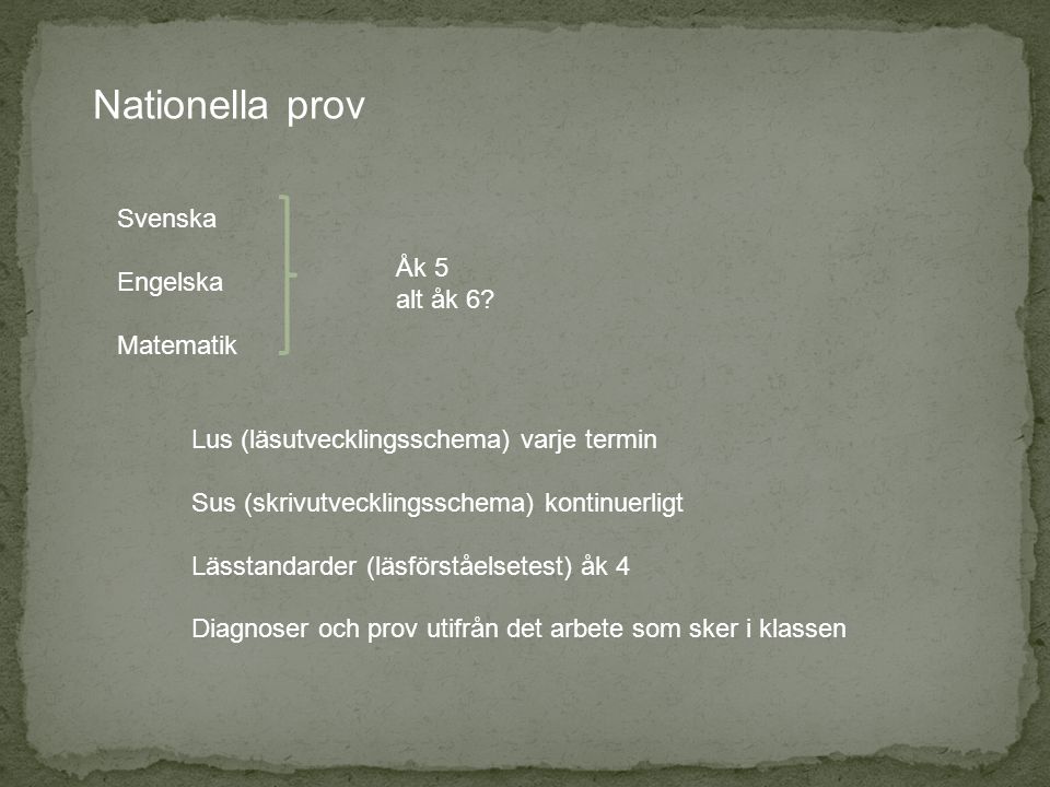 Nationella prov Svenska Engelska Åk 5 Matematik alt åk 6