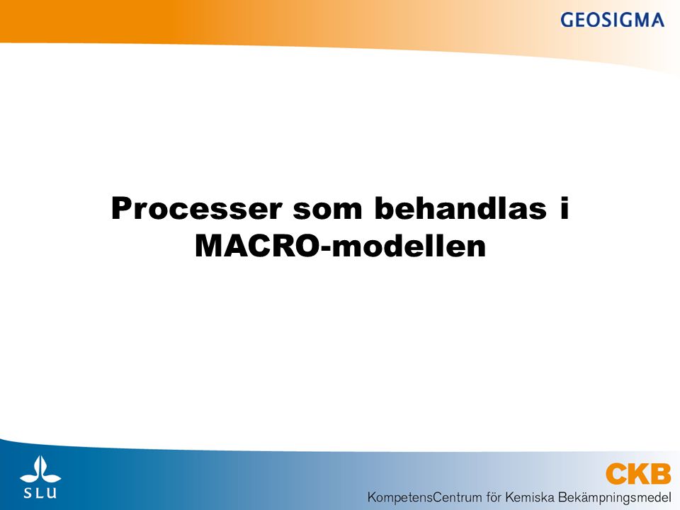 Processer som behandlas i MACRO-modellen