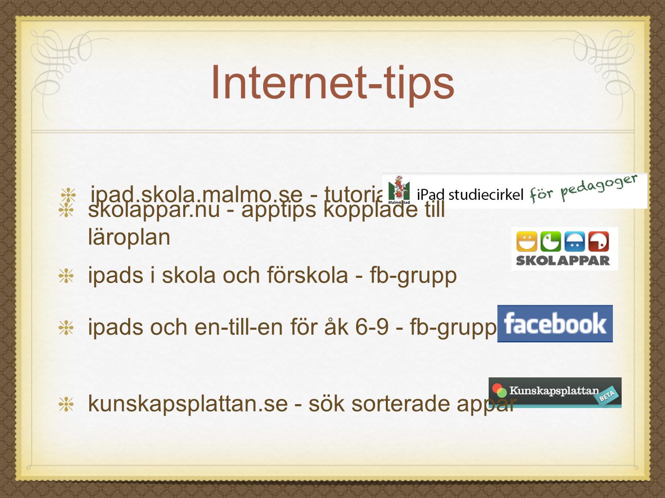 Internet-tips ipad.skola.malmo.se - tutorial
