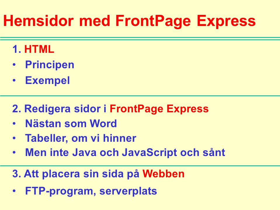 Hemsidor med FrontPage Express