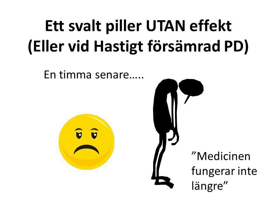 Ett svalt piller UTAN effekt (Eller vid Hastigt försämrad PD)