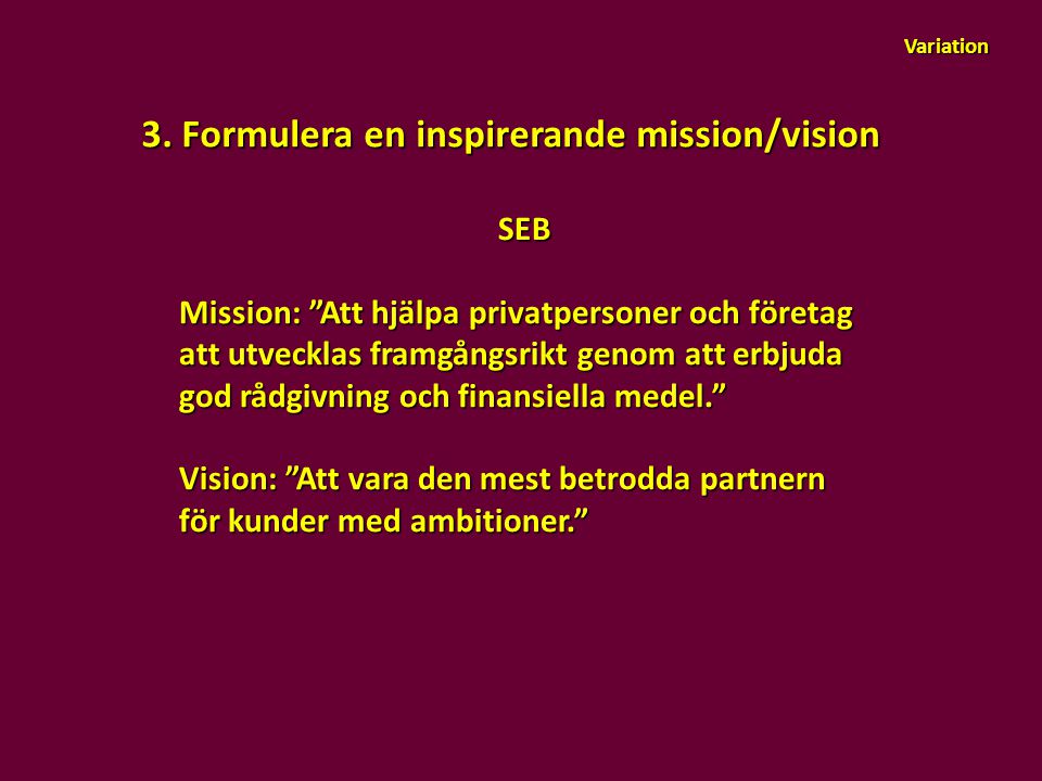 3. Formulera en inspirerande mission/vision