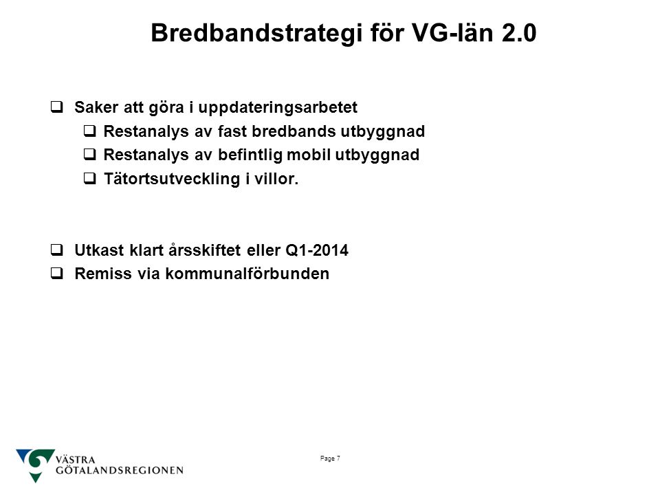 Bredbandstrategi för VG-län 2.0