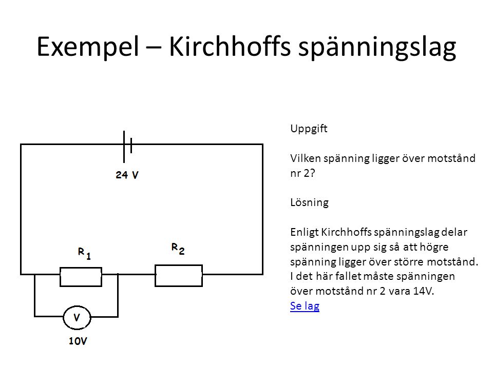 Exempel – Kirchhoffs spänningslag