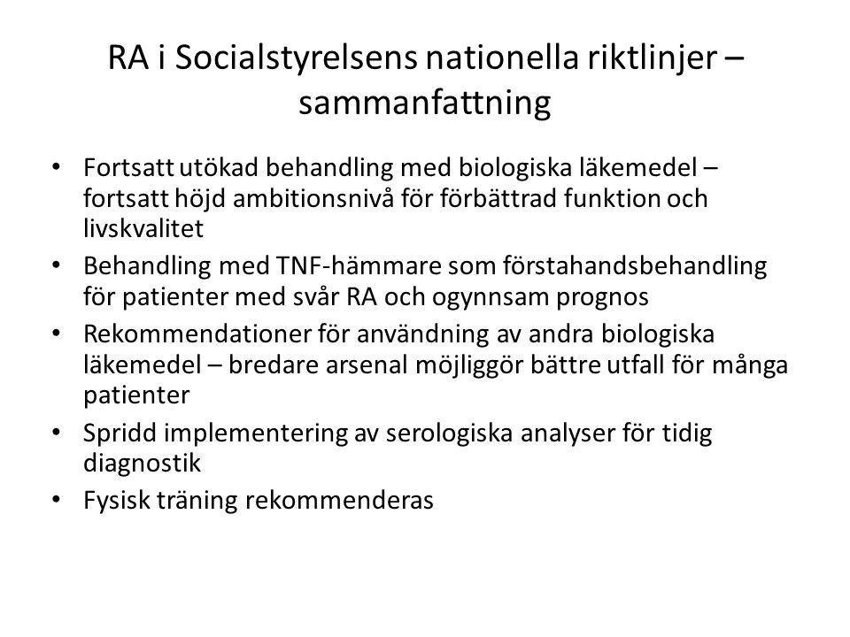 RA i Socialstyrelsens nationella riktlinjer – sammanfattning
