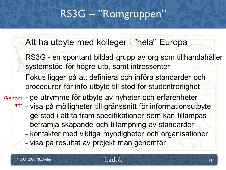 RS3G – Romgruppen Att ha utbyte med kolleger i hela Europa