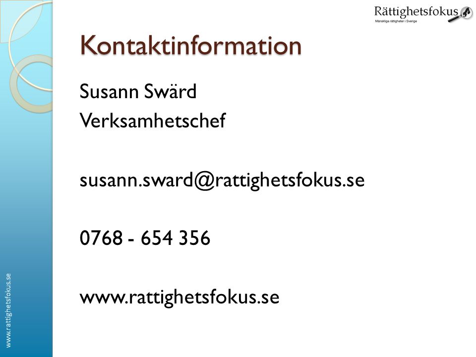 Kontaktinformation Susann Swärd Verksamhetschef