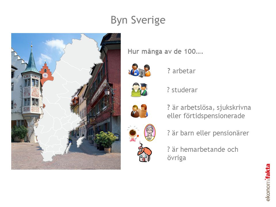Byn Sverige Hur många av de 100…. arbetar studerar