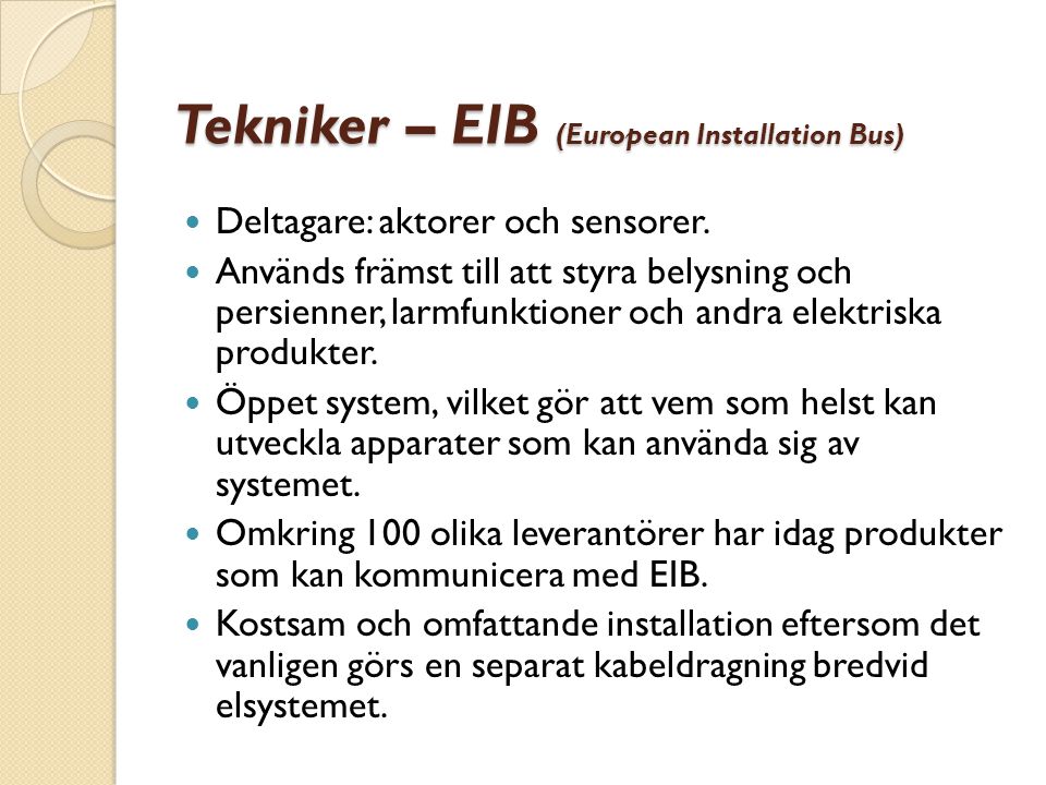 Tekniker – EIB (European Installation Bus)