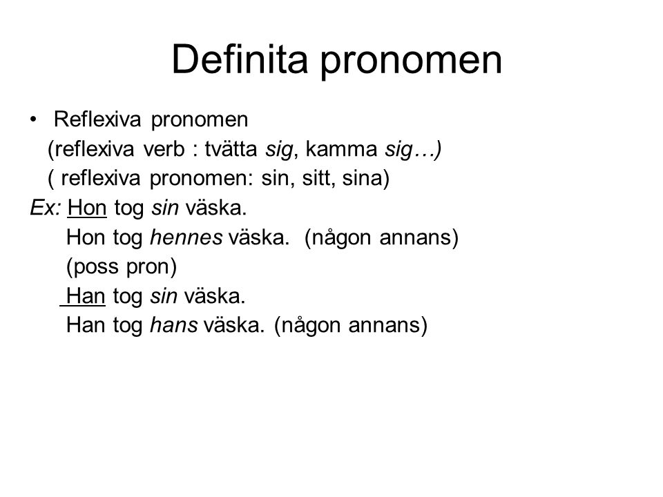 Definita pronomen Reflexiva pronomen