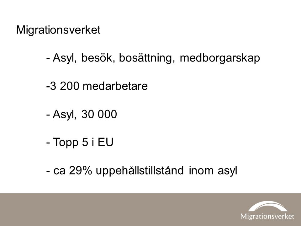 Migrationsverket - Asyl, besök, bosättning, medborgarskap medarbetare. - Asyl, Topp 5 i EU.