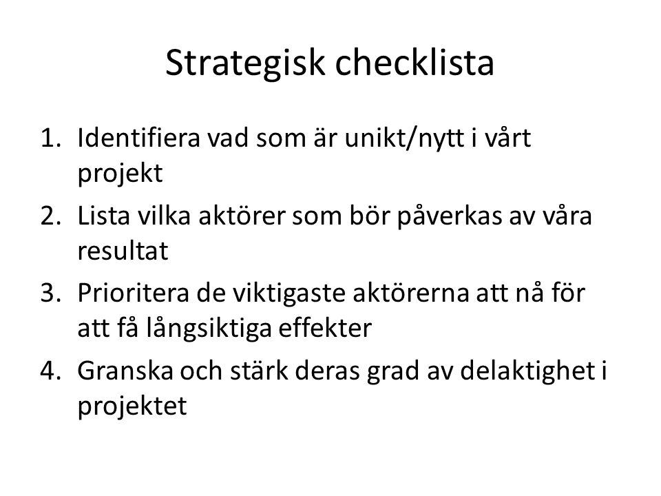 Strategisk checklista