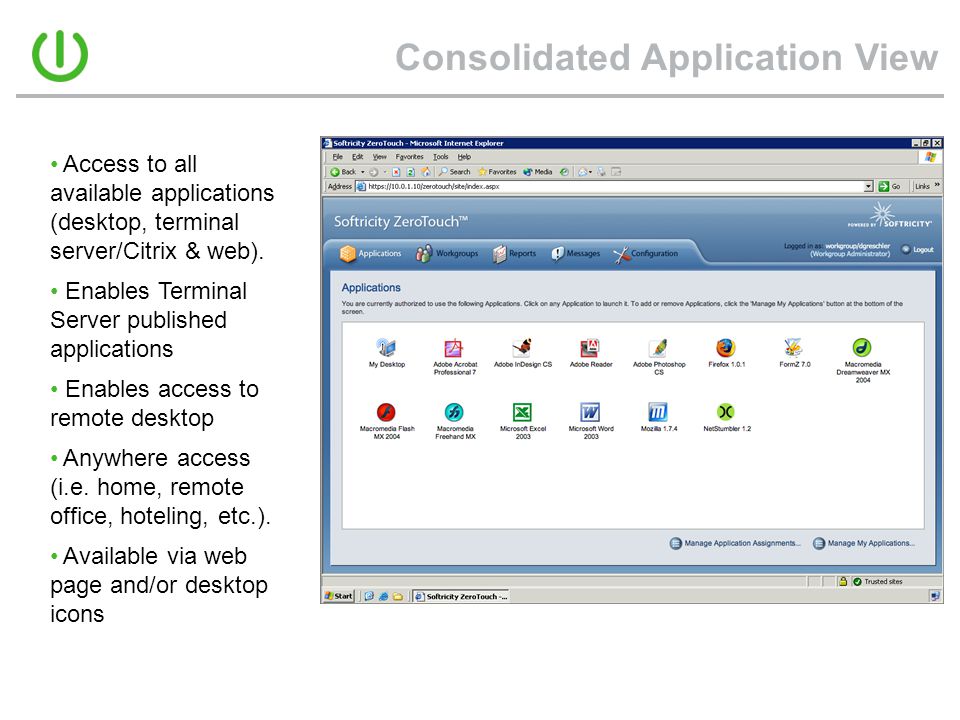 Consolidated Application View