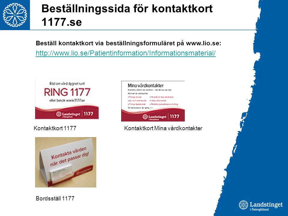 Beställningssida för kontaktkort 1177.se