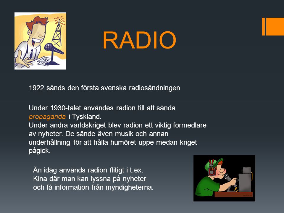 RADIO 1922 sänds den första svenska radiosändningen