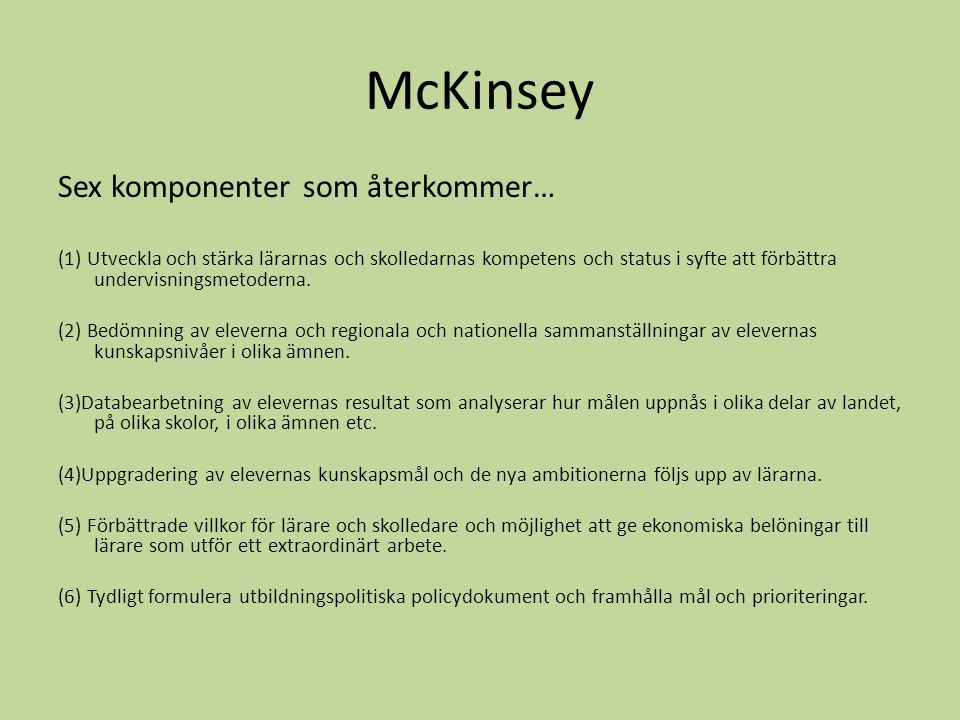 McKinsey Sex komponenter som återkommer…