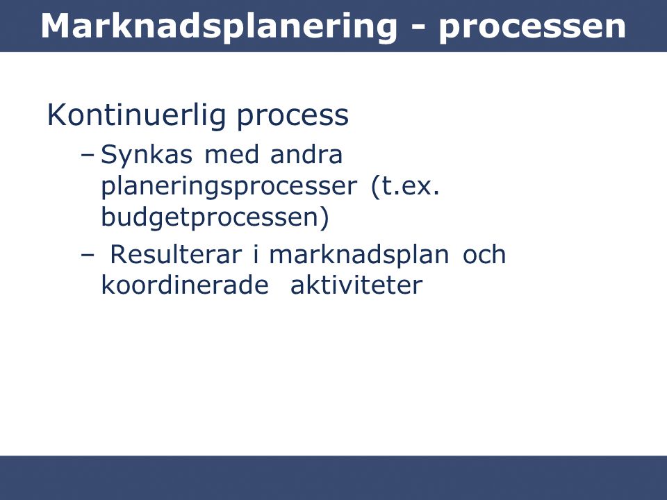Marknadsplanering - processen