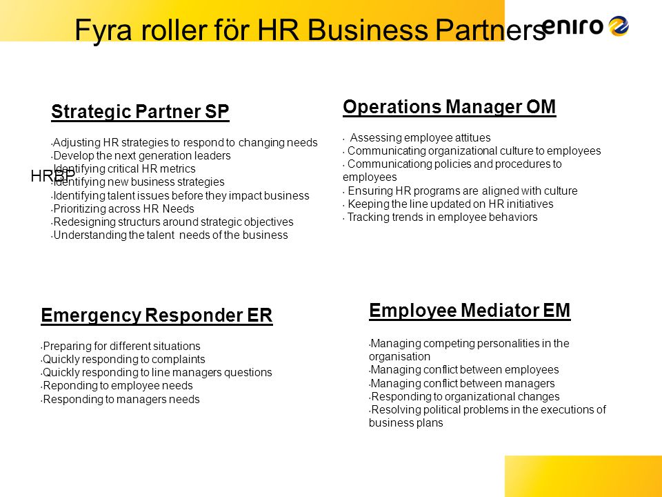 Fyra roller för HR Business Partners