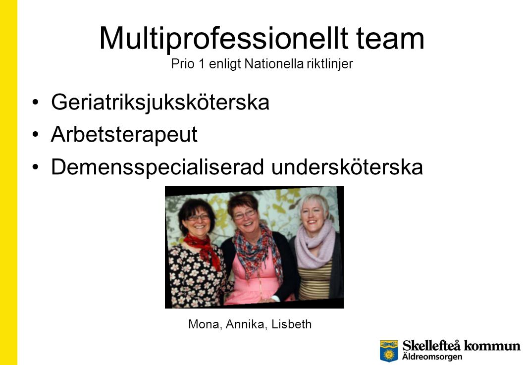 Multiprofessionellt team Prio 1 enligt Nationella riktlinjer