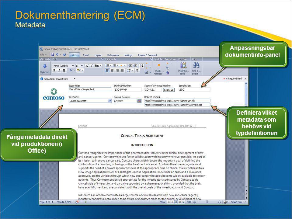 Dokumenthantering (ECM) Metadata