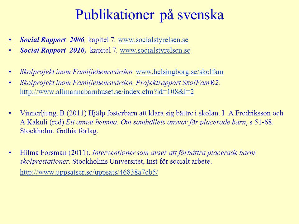 Publikationer på svenska