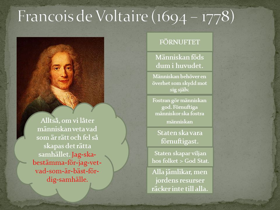 Francois de Voltaire (1694 – 1778)