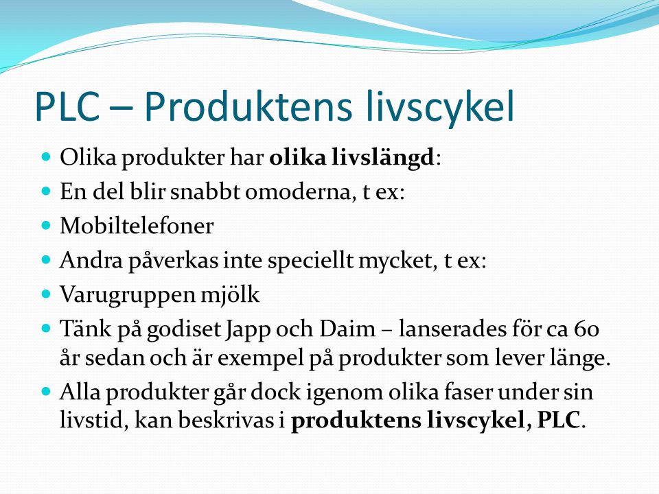 PLC – Produktens livscykel