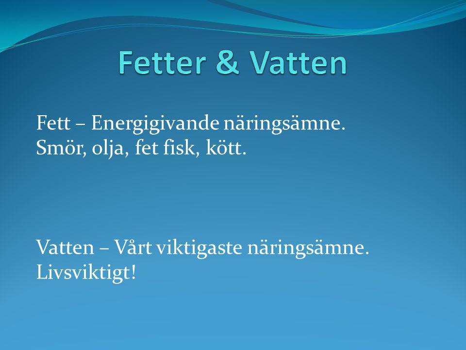 Fetter & Vatten Fett – Energigivande näringsämne.